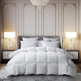 All Season White Down and Feather Comforter-Medium Weight with Corner Tabs, King
