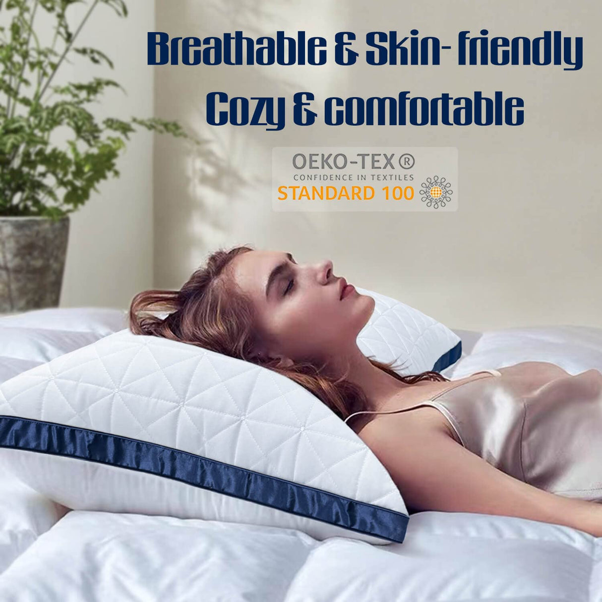 Pillows Standard Size Set of 2 Cooling Hotel Luxury Bed Pillows for Sleeping