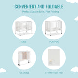 2-In-1 Portable Folding Stationary Side Crib In White