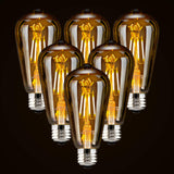 LED Dimmable Edison Light Bulbs 4W, 2200K-2400K Warm White (Amber Glass) ST64