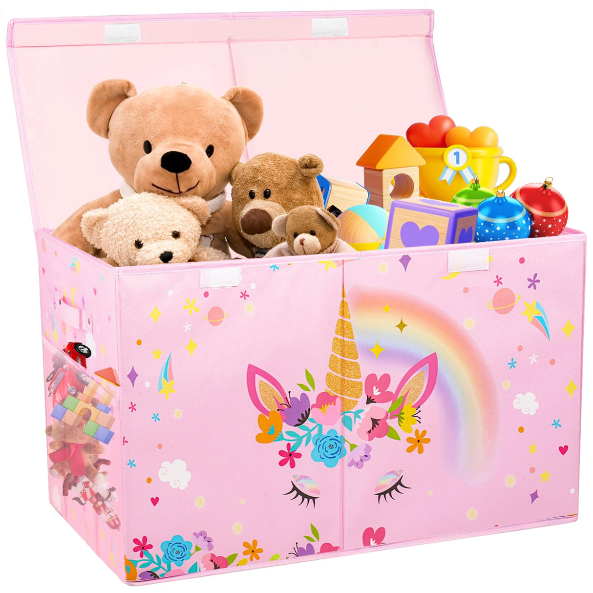 Collapsible Sturdy Kids Storage Organizer for Boys Girls, 25"x13"x16" Storage Box with Lids, Toy Chest Bins