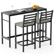 3 Piece Outdoor Patio Bar Set, 57" Rectangular Counter Height High Top Bar Table Patio