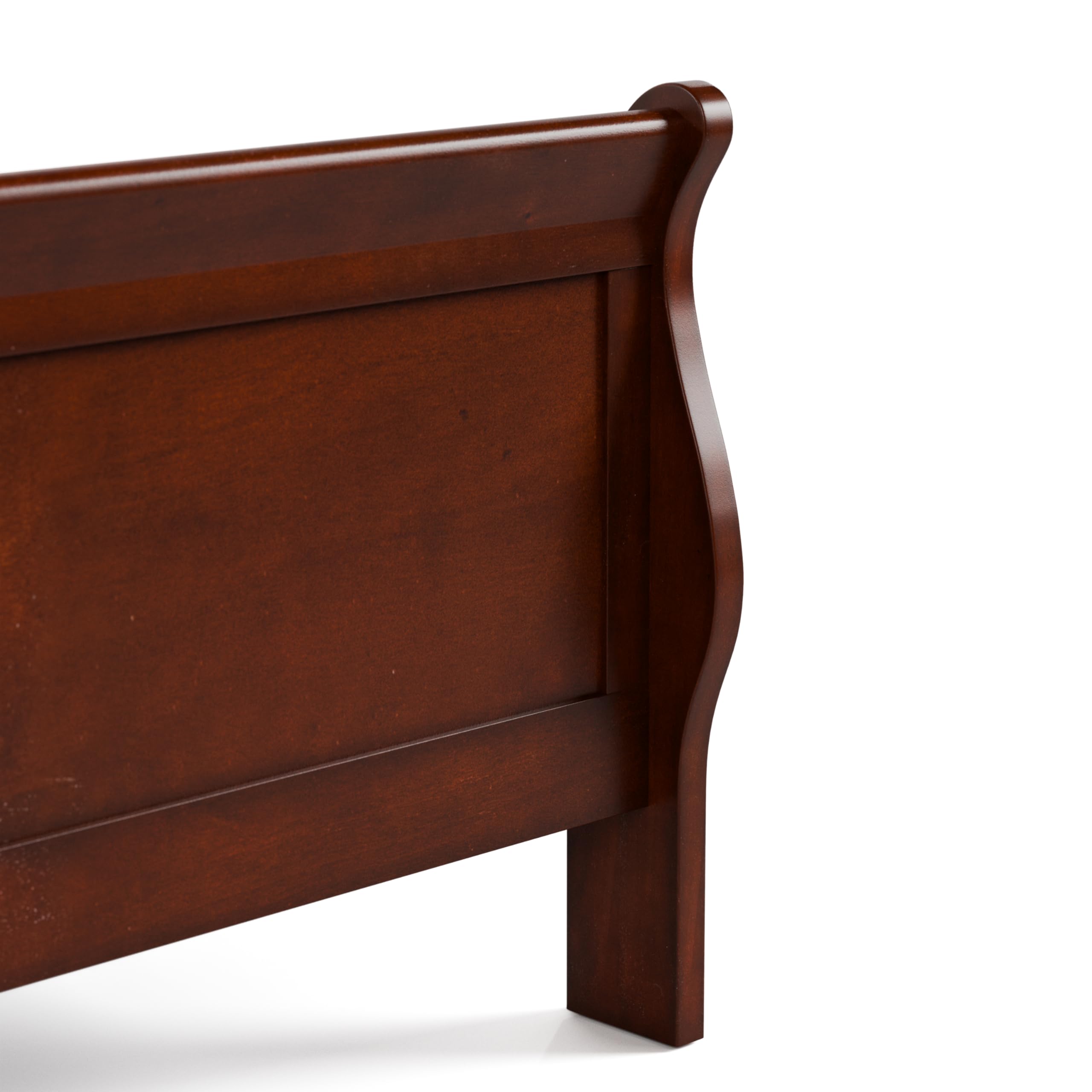 Traditional Cherry Wood King Bed Frame with Sleigh Headboard