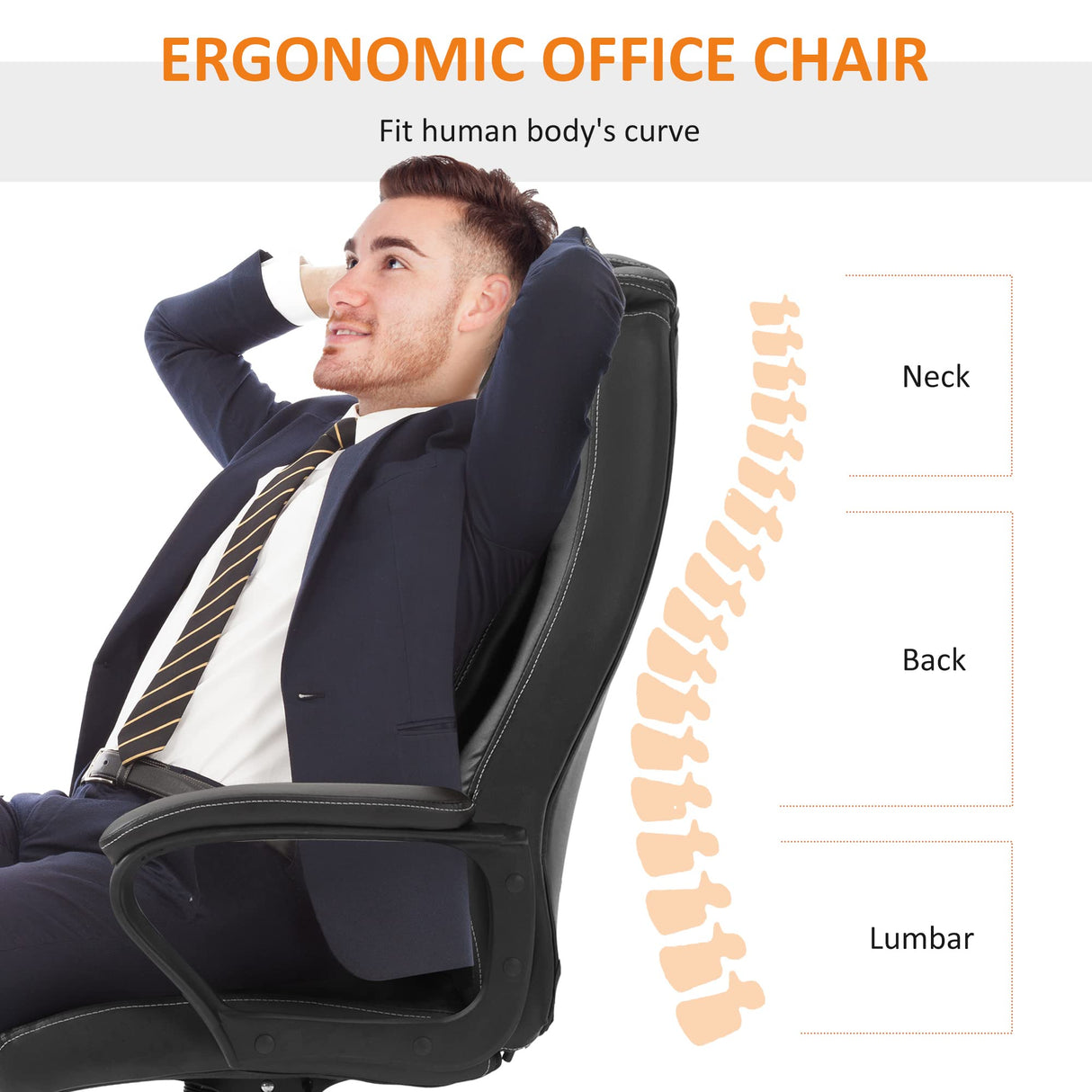 Ergonomic Massage Office Chair, High Back Executive Desk Chair with 6-Point Vibration,