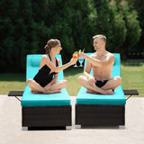 Outdoor Wicker Patio Chaise Lounge Set, 2 Piece Rattan Reclining Chair