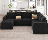 Modular Sectional Sleeper Sofa with Pull Out Couch, U Shaped Sleeper Pull