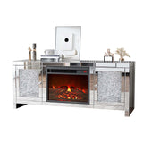 Mirrored Fireplace TV Stand, Mirrored Media Entertainment Center for TV up to 55 inch