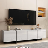 Modern TV Stand, 65 70 75 Inch White TV Stands for Living Room, Entertainment Center