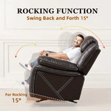 DAZONE Recliner Chair, Leather Recliner Lazy Boy Recliner Comfortable Home Theater Seating with Rocking Glider Recliner Chair for Living Room Reclining Rocker Single PU Faux Manual Recliner Brown