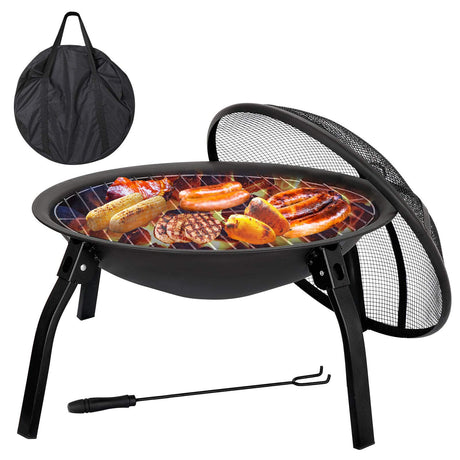Maxi 22" Folding Burning Fire Pit Outdoor Heater Backyard Patio Stove Fireplace - Bircata