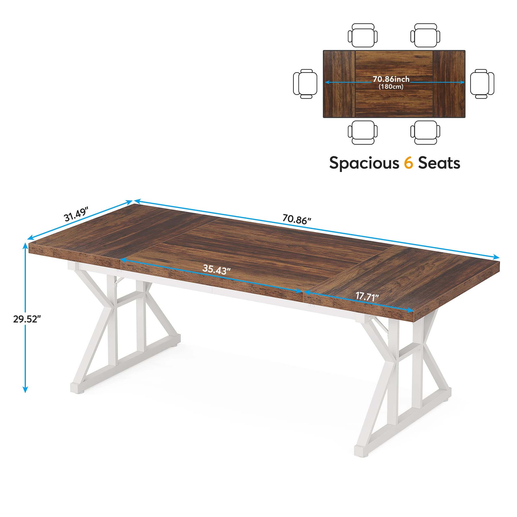 70.8-Inch Executive Desk, Large Computer Office Desk Workstation