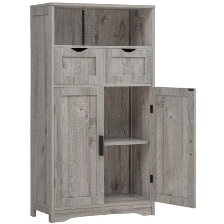 Storage Cabinet, Bathroom Cabinet with 2 Drawers & 2 Adjustable Shelves, Cupboard