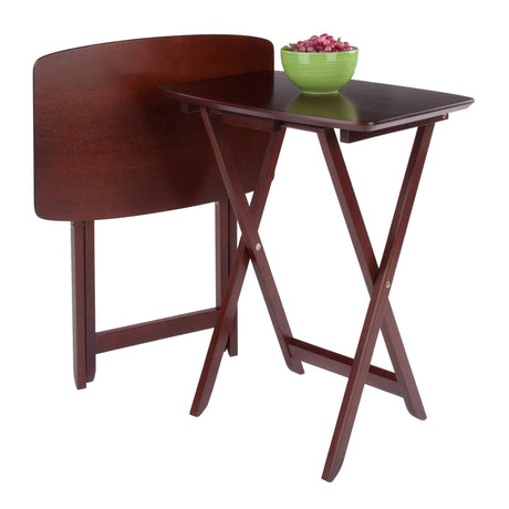 Wood Darlene 2-Piece Snack Table Set - Compact, Elegant, No Assembly Required