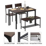 Dining Table Set for 4, 43.3 inch Kitchen Table set with Chairs and Bench