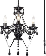 Small Acrylic Crystal Chandelier, Plug in Chandelier Easy to Install,White Chandelier 3