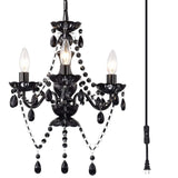 Plug in Chandelier Acrylic Crystals Chandelier Lighting 3 Light Hanging Light Fixtures