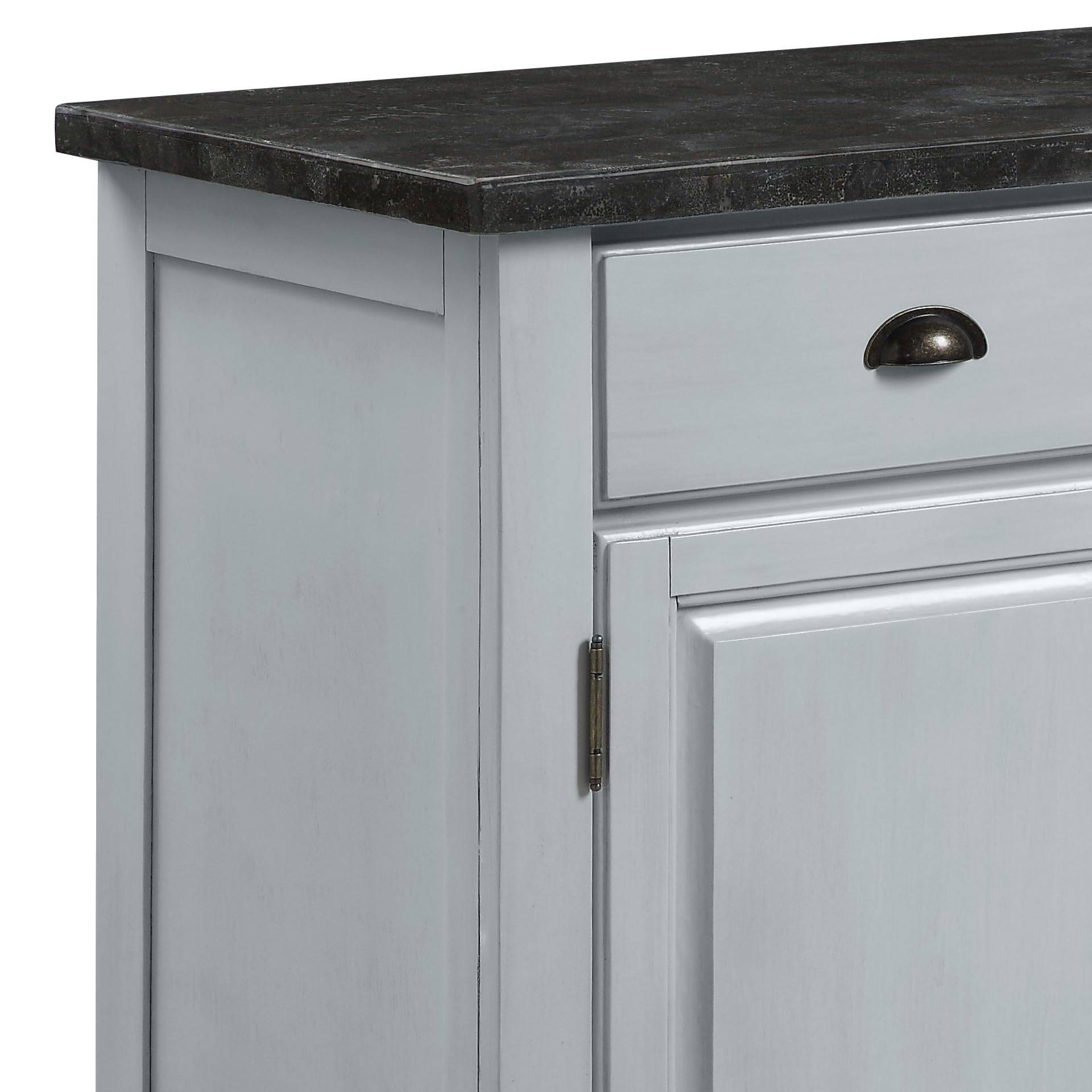 Lanton Server in Marble & Antique White Finish