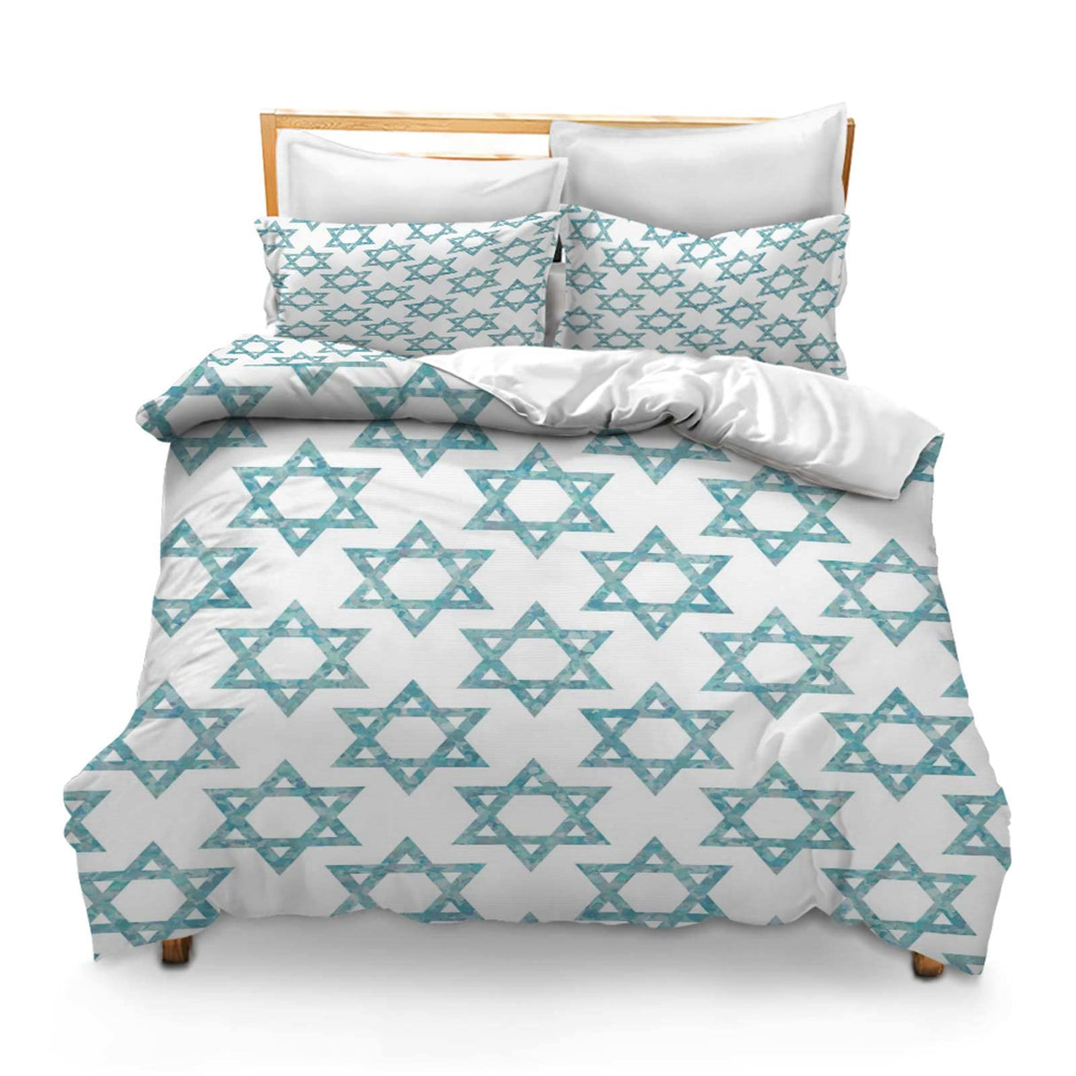 Comforter Cover Set with 2 Pillow Shams Lightweight Twin Star Star of David Pattern
