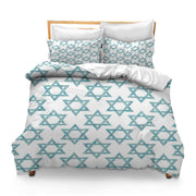 Comforter Cover Set with 2 Pillow Shams Lightweight Twin Star Star of David Pattern
