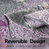 King Size Quilt Set - 3 Pieces Purple Patchwork King Quilt