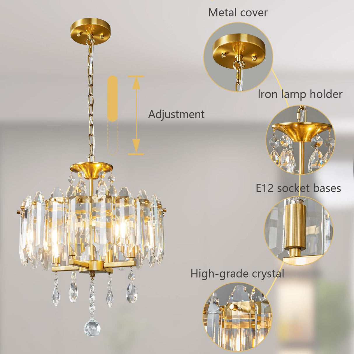 Modern Crystal Chandelier Light Fixtures Gold Mini Crystal Chandeliers Ceiling Light