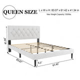 HAOARA Queen Size Platform Bed Frame with Upholstered Button Tufted Headboard, Mattress Foundation with Wooden Slat Support, Noise Free, No Box Spring Needed, Easy Assembly, Light Grey