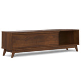 SIMPLIHOME Lennon 72 inch Wide Mid Century Modern TV Media Stand in Walnut Veneer for the Living Room and Entertainment Center