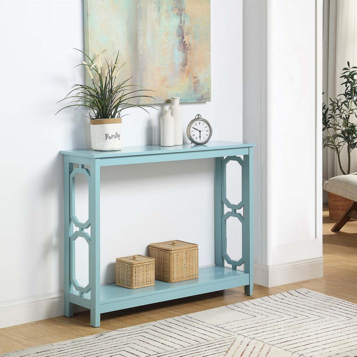 Omega Console Table, Sea Foam Blue