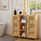 39.3 inch Bathroom Storage Cabinet, Floor Cabinet with 2 Doors and 3-Tier Open Shelf,