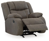 Design by Ashley First Base Modern Faux Leather Rocker Recliner, Gray