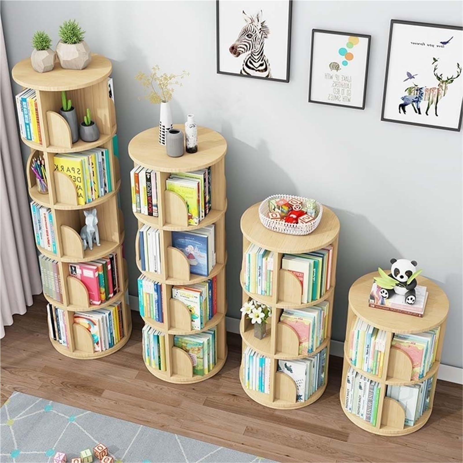 Rotating Bookshelf,Corner Bookshelf Olid Storage Rack Corner Shelves