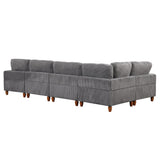 Corduroy Fabric Couch with Ottoman, L Shaped Sectional Sofa, 98" L Modular Corner