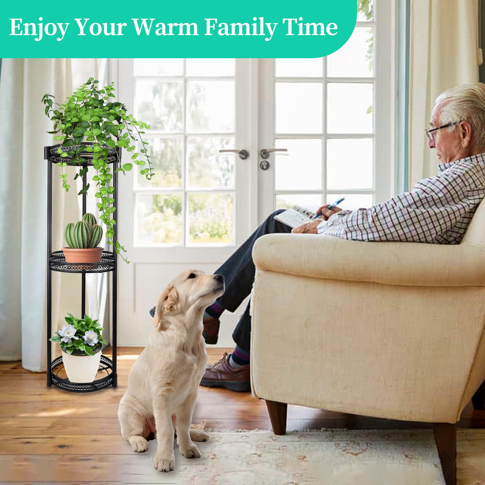 Verona 3-Tier Corner Metal Plant Shelf