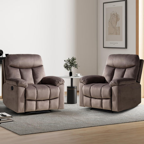 Manual Recliner Chairs, Soft Fabric Reclining Chair with Overstuffed Arm and Back,