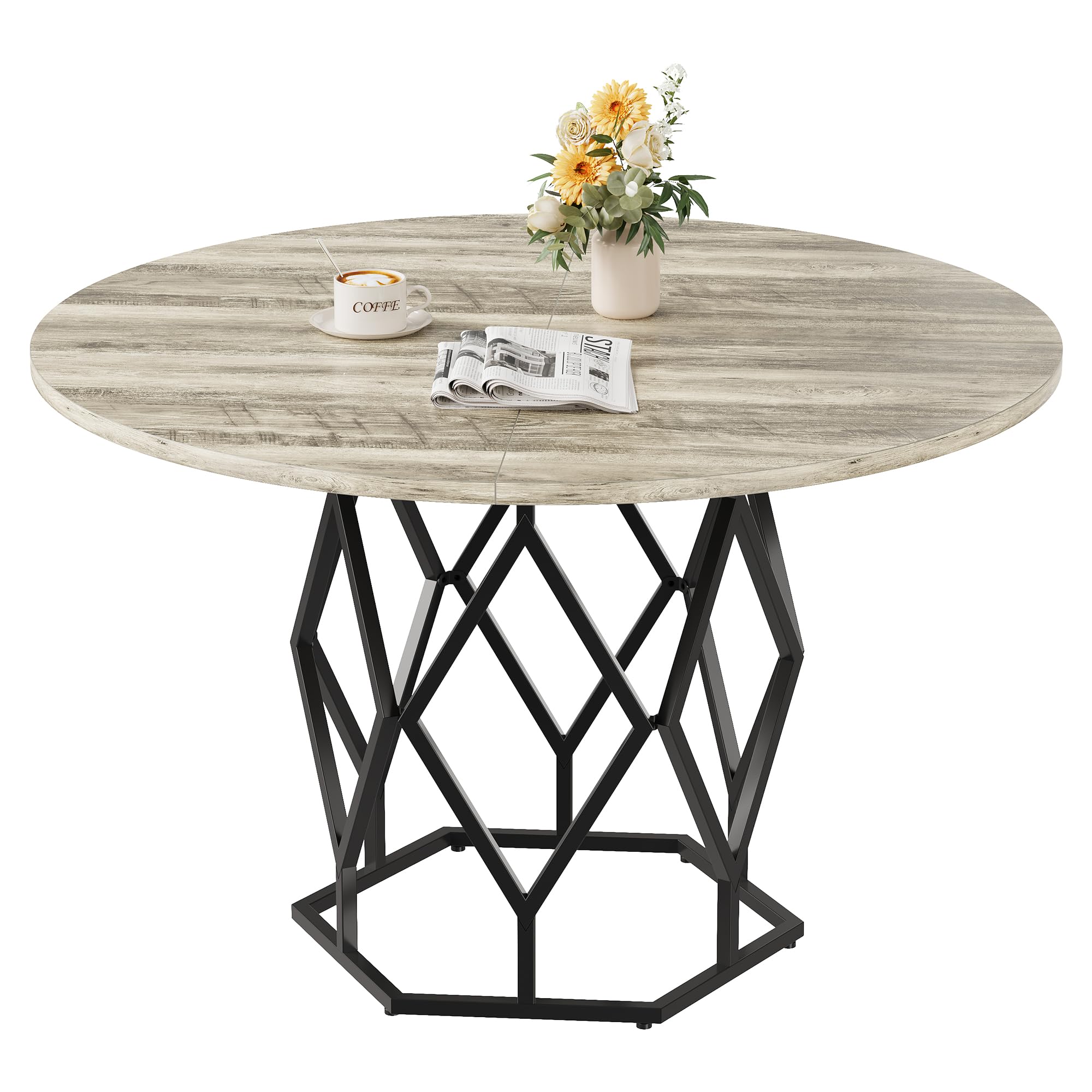 47-Inch Round Dining Table for 4-6 People