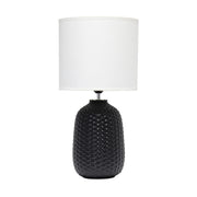 LT1135-BLK 20.4" Tall Traditional Ceramic Purled Texture Bedside Table Desk Lamp
