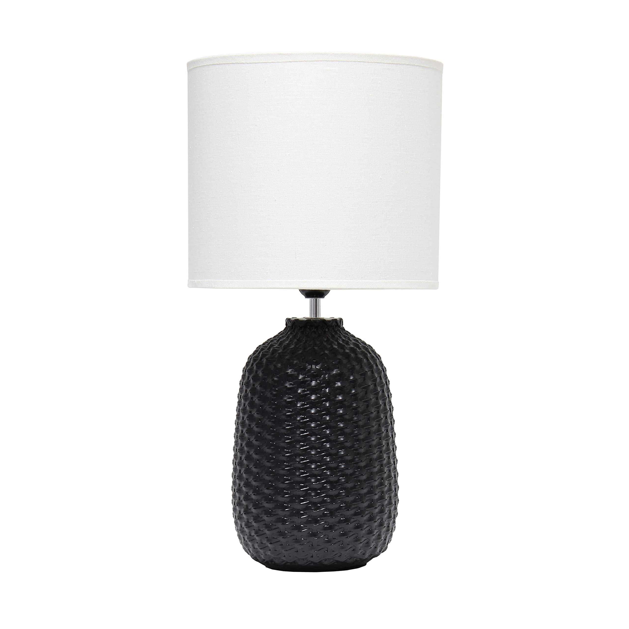 LT1135-BLK 20.4" Tall Traditional Ceramic Purled Texture Bedside Table Desk Lamp