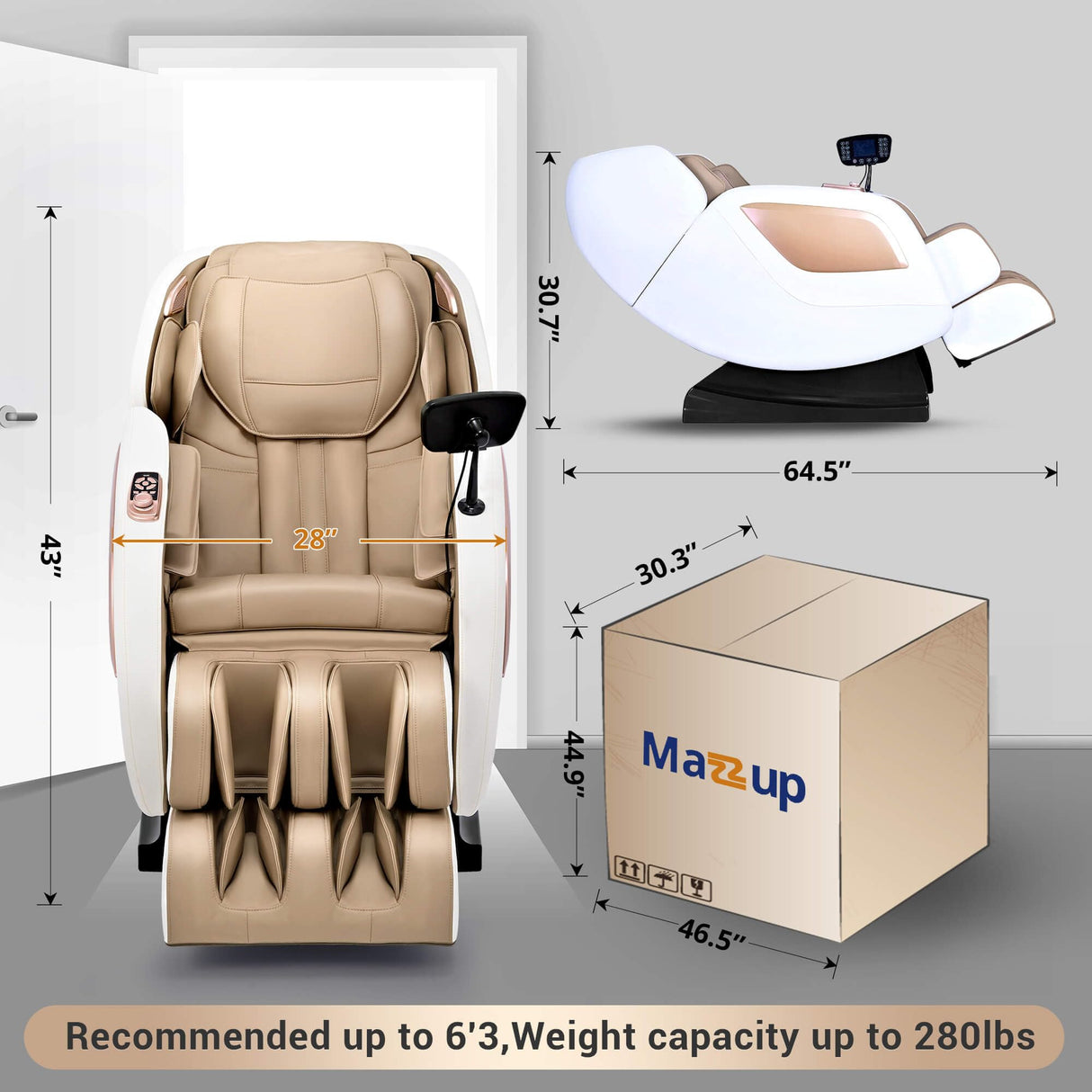 Massage Chair Full Body with Heat, Full Body Zero Gravity Shiatsu Massage Chair