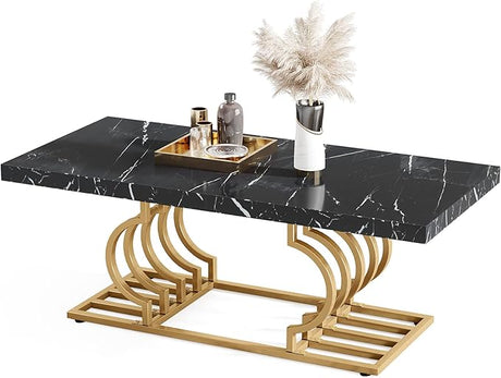 47 Inch Modern Coffee Table, Faux Marble Cocktail Table Center Table Tea Table