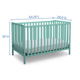 Heartland 4-in-1 Convertible Crib, Greenguard Gold Certified, Aqua