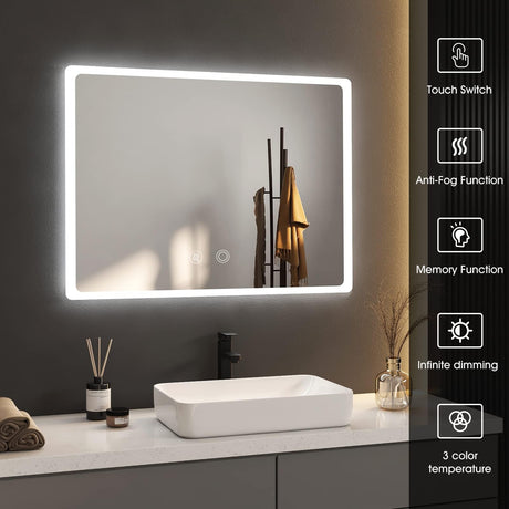 20”x28” Led Bathroom Mirror,Anti Fog Lighted Backlit Mirror for Bathroom Wall