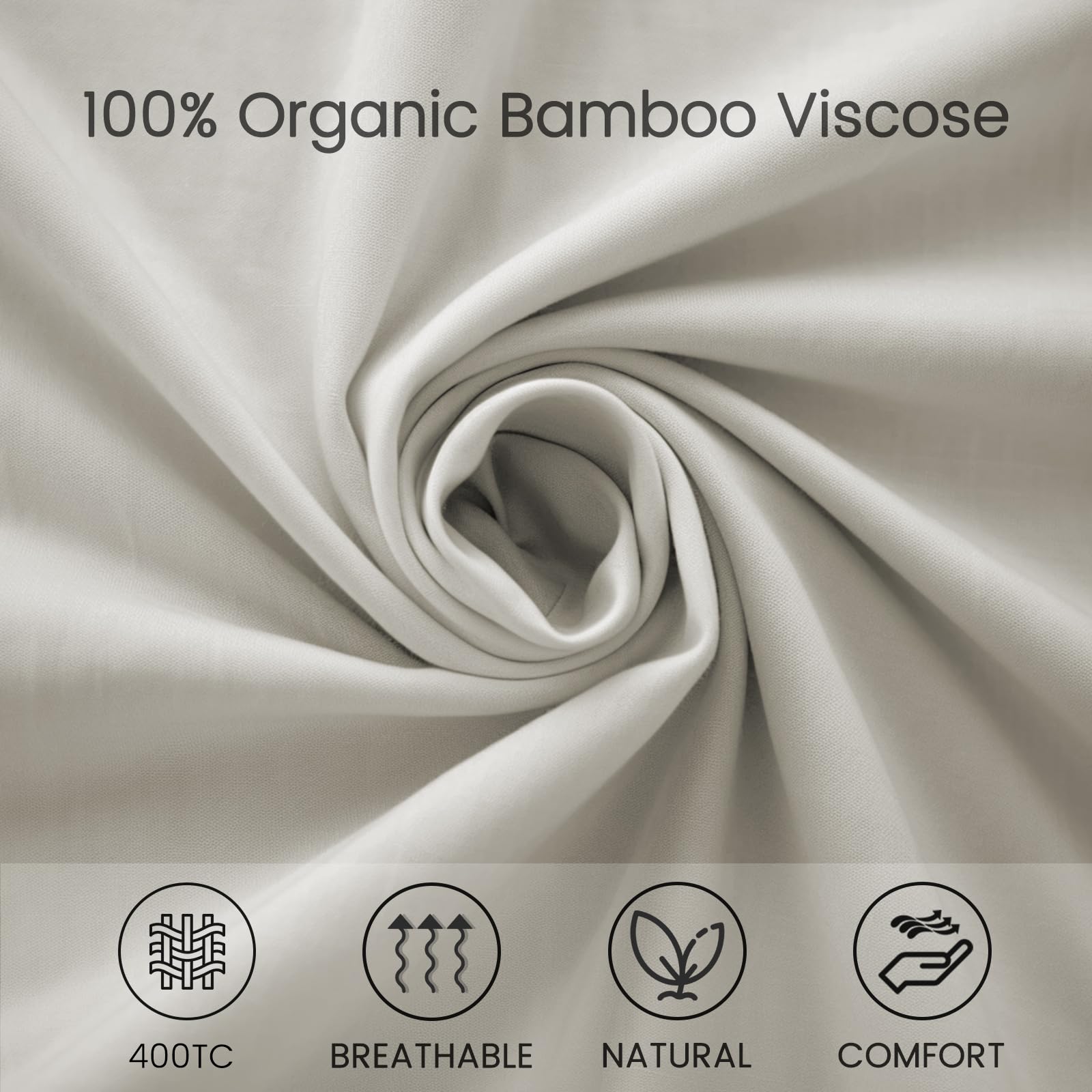 Sheets Queen Size Bed Sheets 4-Pcs Set - 100% Organic Bamboo Viscose 400