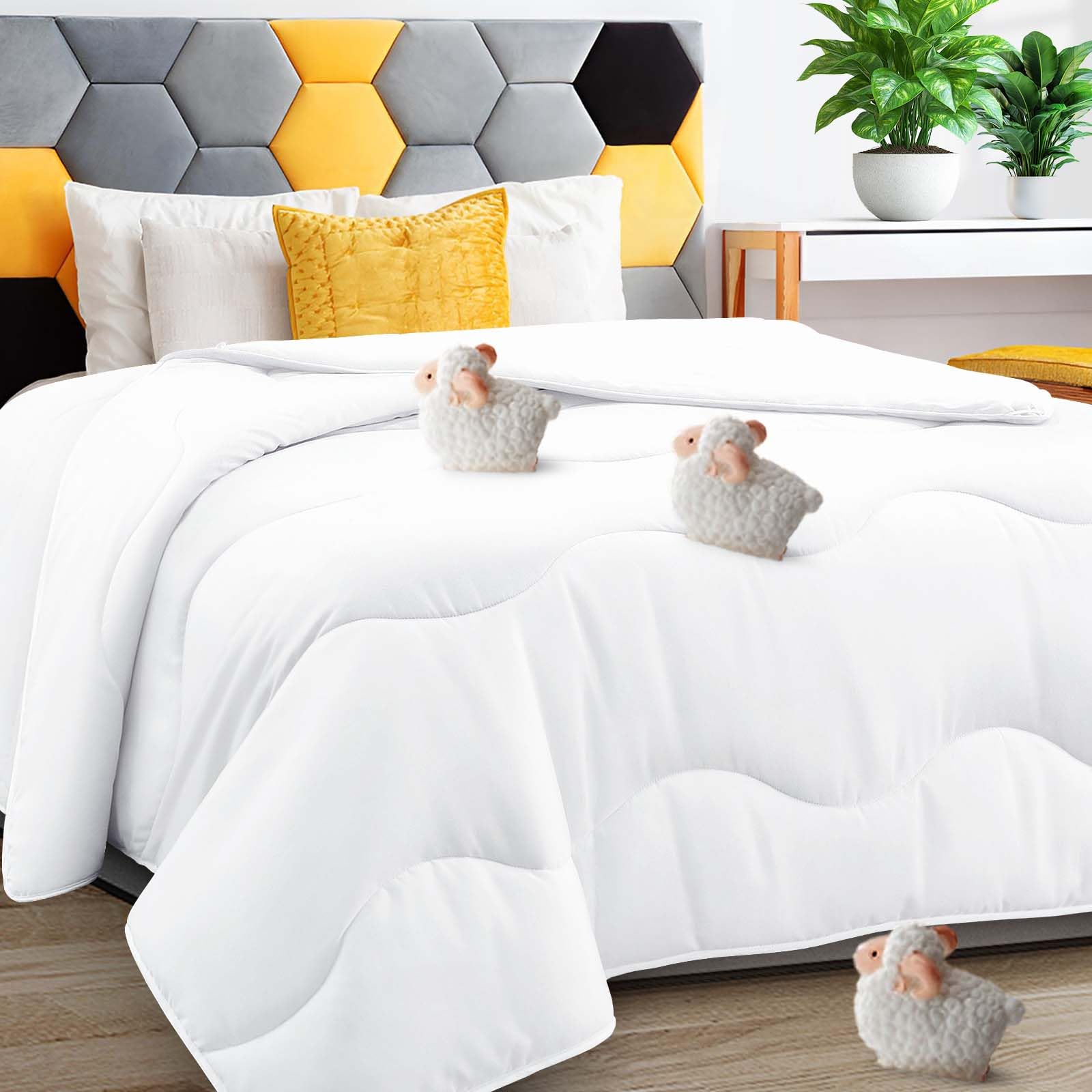 Lightweight Comforter Duvet Insert White, All Season Blanket Breathable Comforters