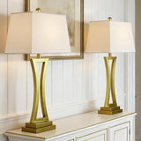 Modern Table Lamps Set of 2 - 3-Way Dimmable with White Rectangular Shade