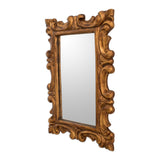 Artisan Handmade Wood Wall Mirror Curl Motif Conacaste from Guatemala Gold Tone