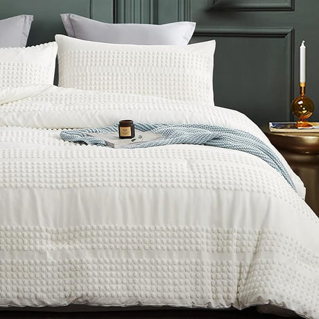 Queen Size Set Boho White Queen Comforter Bedding Queen Size Fluffy and Lightweight