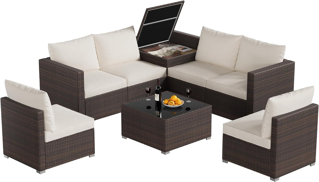 Wicker Patio Furniture Sets 8 Pieces Outdoor Furniture Sectional Sofa Set