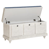 Dover Coastal Lift-Top Storage Bench with Shutter Face Styling, Distressed White Finish