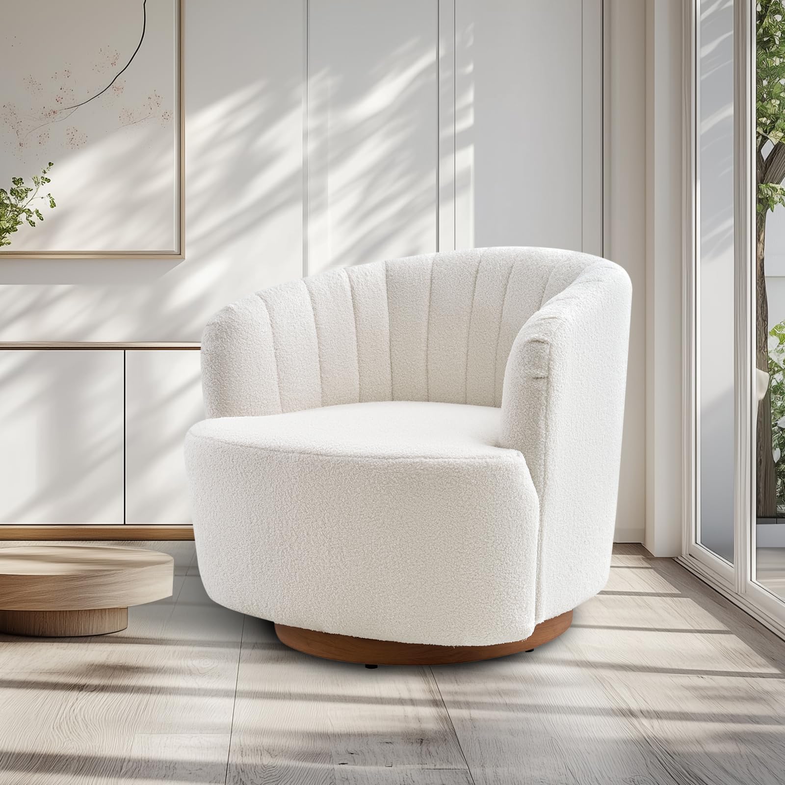 Modern Swivel Accent Barrel Chair, Comfy 360° Round Living Room Bedroom Chairs
