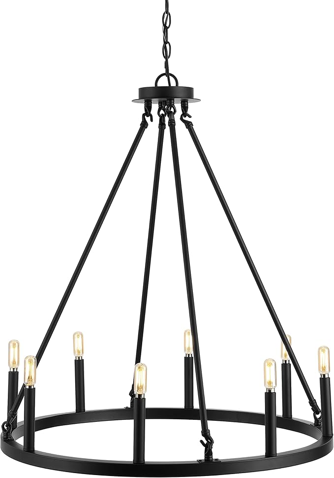 JYL7497A 36" 12-Light Gio Iron Farmhouse Classic Industrial Ring LED Chandelier